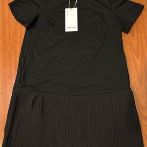 ExLura Black Mini Dress with Pleated Skirt